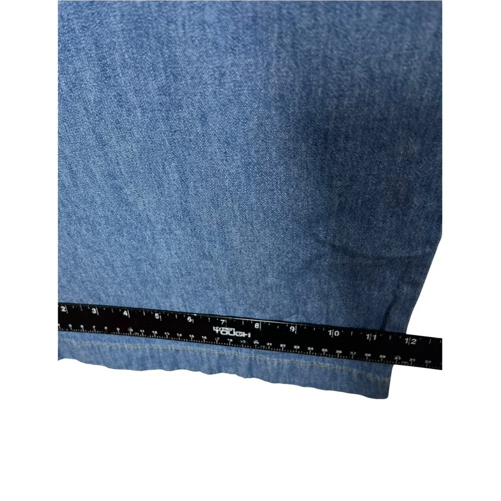 $125 NWT Michael Kors Sz M Pants Chambray Med Blue Wide Leg Pull On Rope Tie New